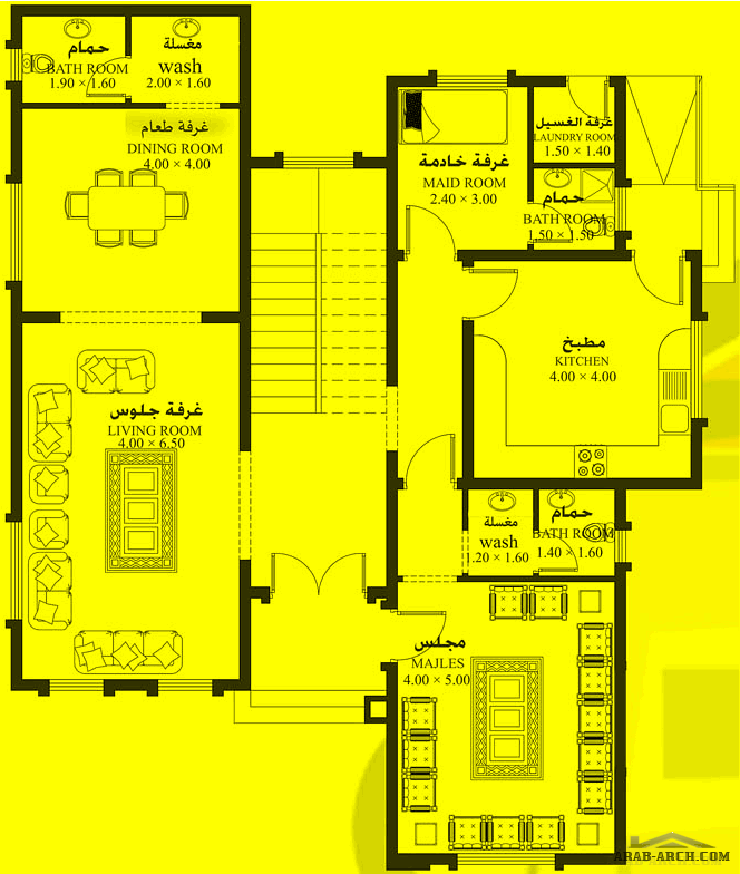 مخطط بيت 4 غرف