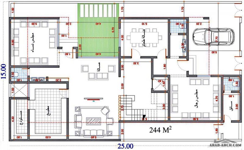 مخطط فيلادورين  أطوال الارض 15x25 من مشاركات مخططات فلل AL1000A