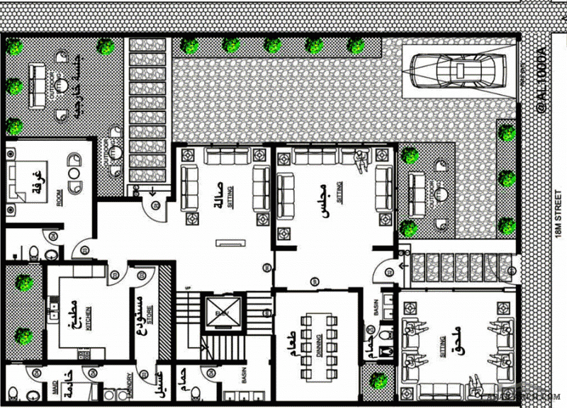 مخطط فيلا دورين  مساحة الارض 18x25  المصمم م/ علاء حسن من منشورات تويتر مخططات فلل @AL1000A