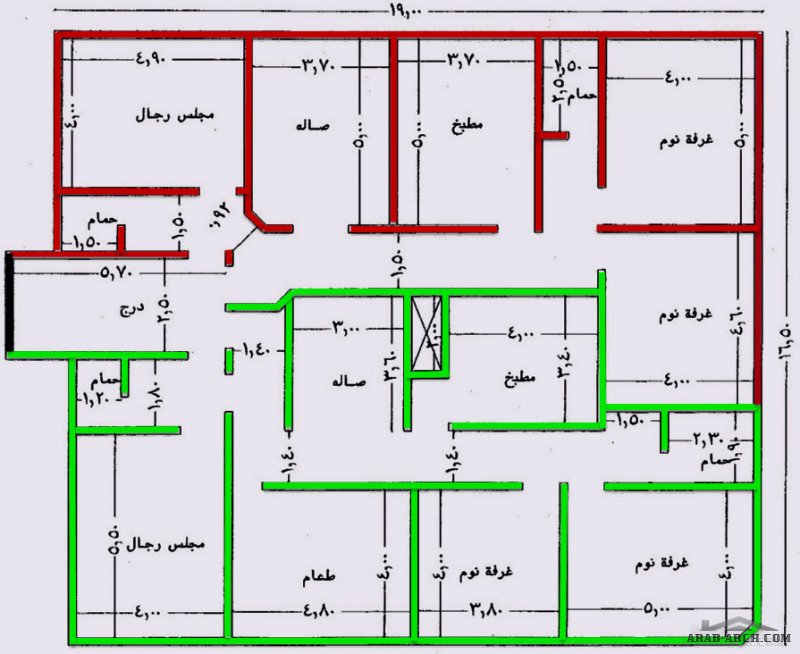 مخططات فلل دور ارضي  وشقتين بالعلوي مساحة الارض 22*20 متر