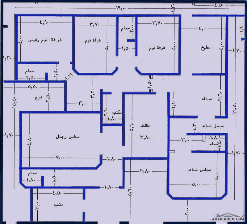 مخططات فلل دور ارضي  وشقتين بالعلوي مساحة الارض 22*20 متر