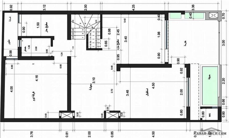 تصميم دار عراقي عرض 7 نزول 15 مخطط طابقين