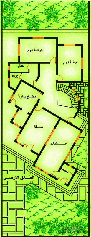 اسكتش لمخطط دار عراقي طابقين للمهندس انس المرشدى