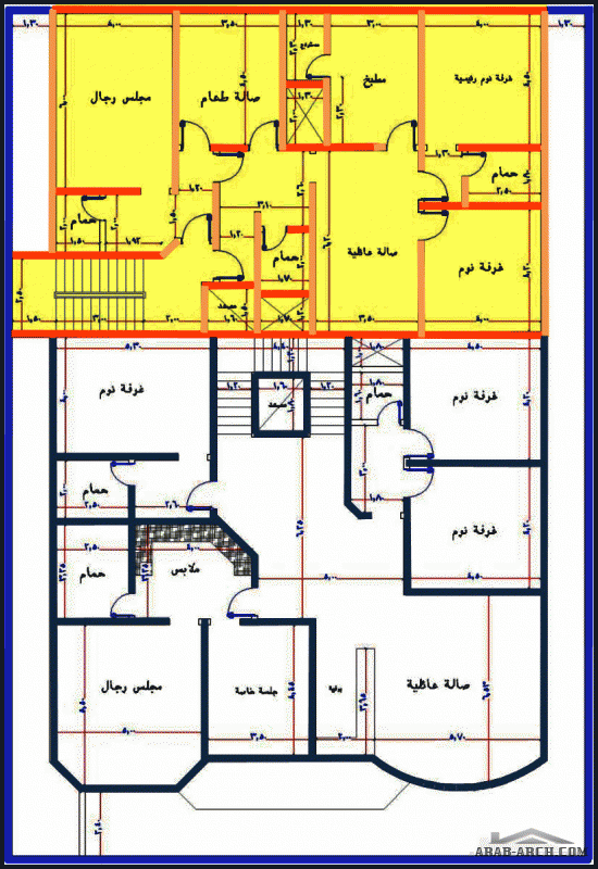 المخطط فله وثلاث شقق ابعاد الارض 30 * 20 مساحة 600 متر مربع   من مشاركات تويتر  ابو عمر