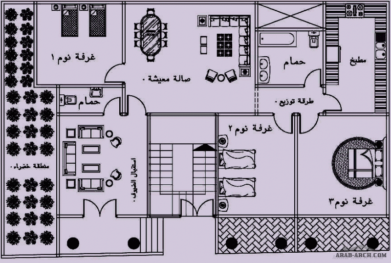   من اعمال مكتب اجيال الهندسي مخطط 17*10 متر مخطط الطابق الارضي و الاول  نظام شقق