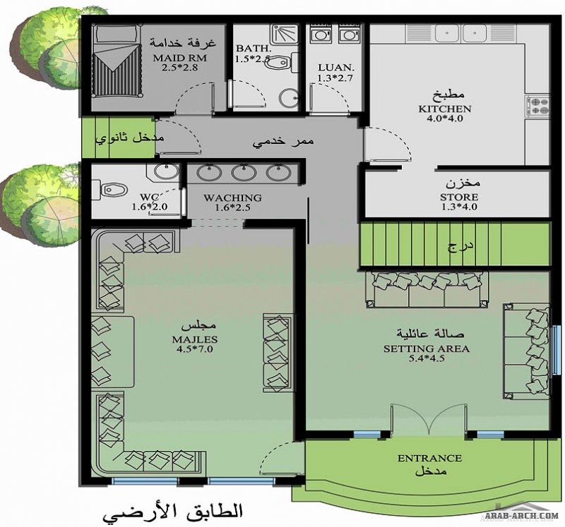 مخطط فيلا سكن غرف النوم 4 المساحة 281.54 متر مربع  10.50 م x 13.60 م  صمم بواسطة شركة الحمراء للاستشارات الهندسية 