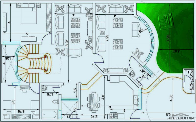 خرائط 12.5  نزول 20 متر دار عراقي طابقين تصميم مفتوح