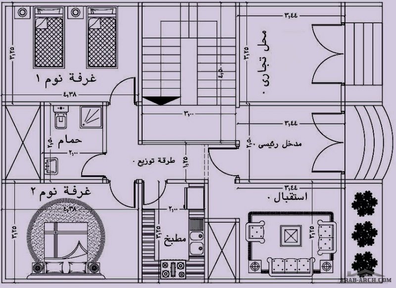 من اعمال مكب اجيال الهندسي مخطط 9*11 متر ادوار متكررة عمارة سكنية