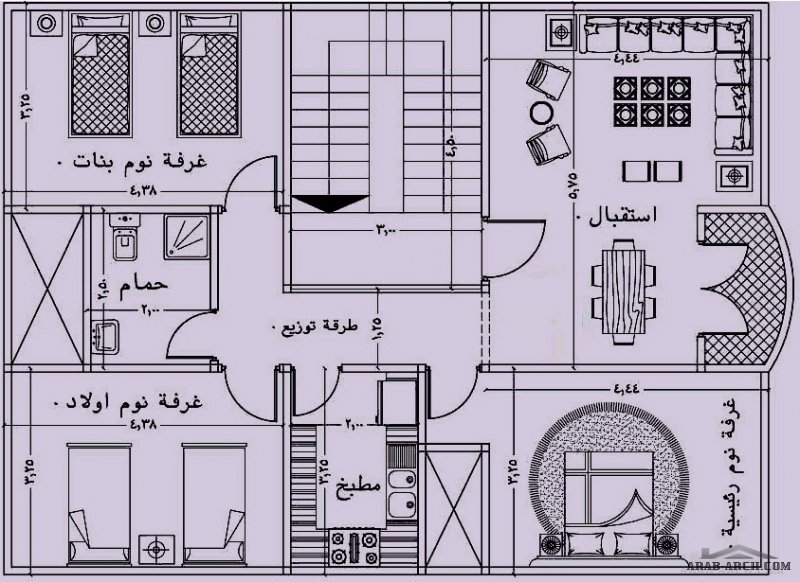 من اعمال مكب اجيال الهندسي مخطط 9*11 متر ادوار متكررة عمارة سكنية