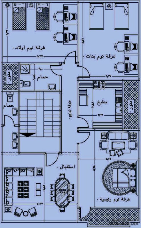 مقترح معمارى من مكتب اجيال الهندس ادوار متكررة ابعاد البناء 10*15 متر