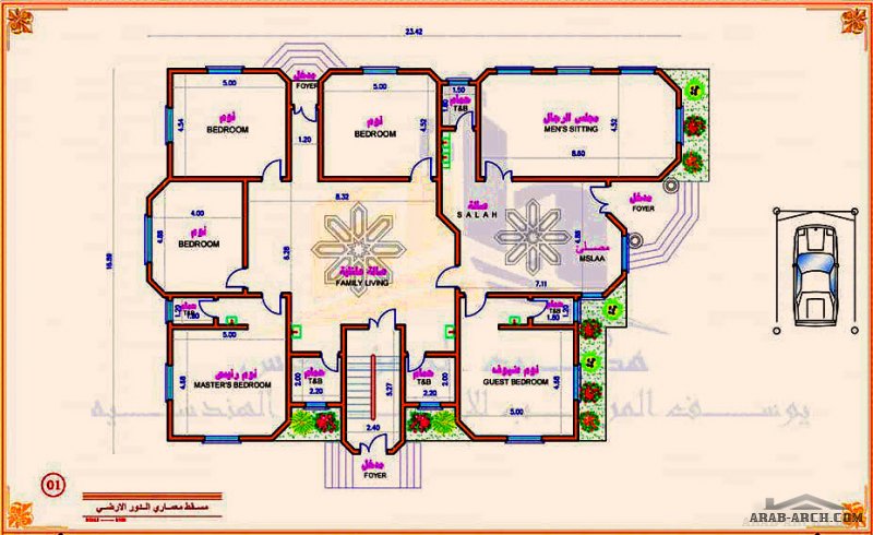 تصميم فيلا وشقة علوية  بسيط من المرقب للأستشارات الهندسيه