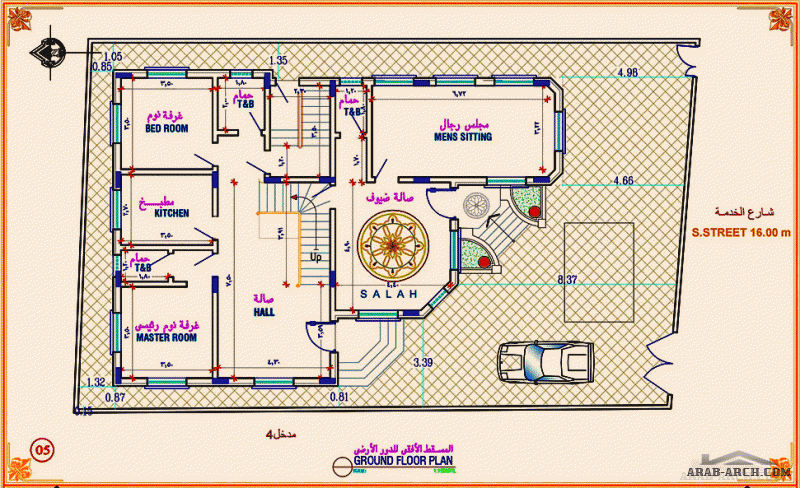 تصميم فيلا سكنية بالعاصمة صنعاء   162م٢ مساحة البناء المرقب للأستشارات الهندسيه 