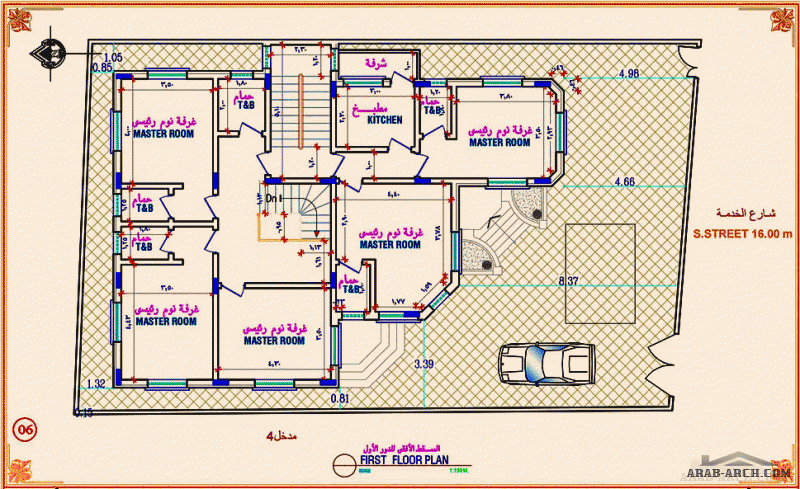 تصميم فيلا سكنية بالعاصمة صنعاء   162م٢ مساحة البناء المرقب للأستشارات الهندسيه 