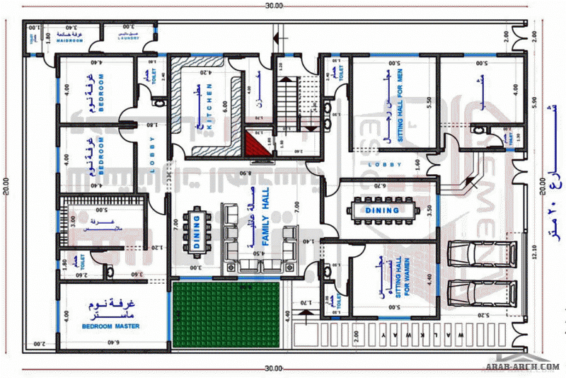 تصميم تصميم  فيلا سكنية ادوار متكرر 20*30 متر من اعمال مكتب يمن ديزاين Designs