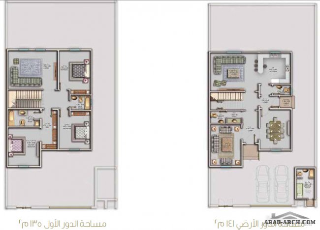 مخطط فيلا الجوار (1) بالمدينه المنورة + التصميم الداخلى