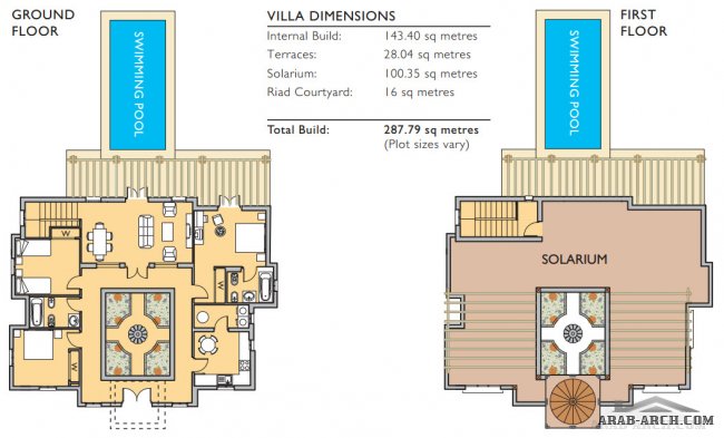 بيوت مغربية حديثه + مخطط الادوار مشروع The Fairways Riad Villas