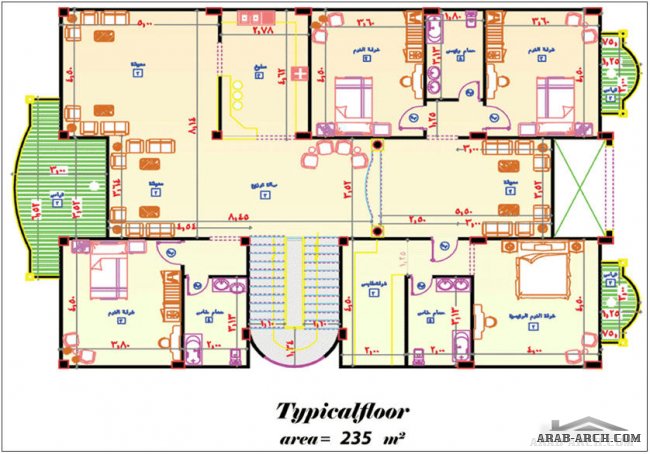 Villa Contains form three floors(Ground - Typical - roof) with garden of area 406.5m2