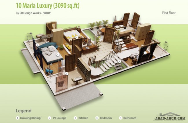 تصاميم فلل بالتقسيم الداخلى 3d رائع جدا floor plans