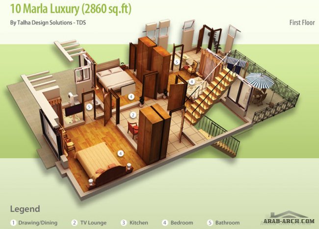 تصاميم فلل بالتقسيم الداخلى (2) 3d رائع جدا floor plans