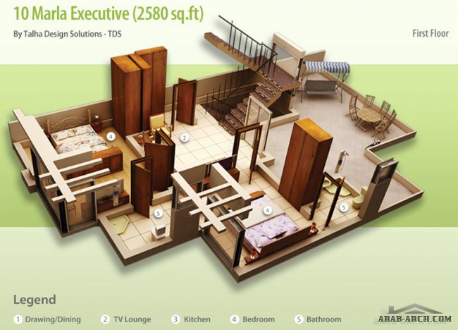 تصاميم فلل بالتقسيم الداخلى (2) 3d رائع جدا floor plans