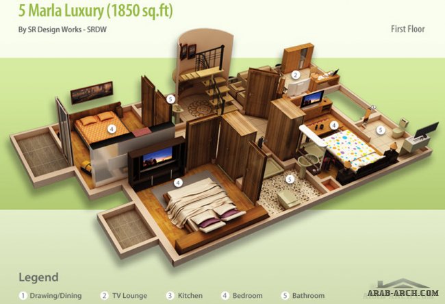 تصاميم فلل بالتقسيم الداخلى (5) 3d رائع جدا floor plans