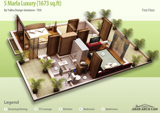 تصاميم فلل بالتقسيم الداخلى (6) 3d رائع جدا floor plans