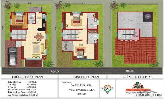 تصميم ومخطط فيلا صغيرة 135 متر مربع + اقتراحات تصميم