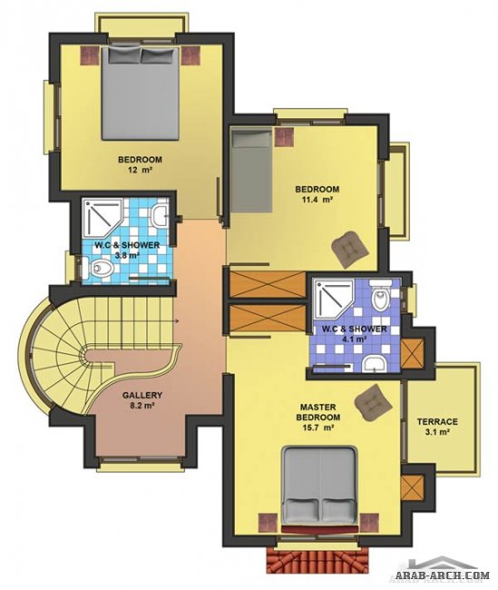 مخطط فلل صغيرة المساحه  150 m² of closed area