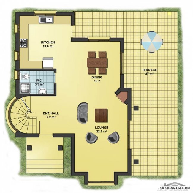 مخطط فلل صغيرة المساحه  150 m² of closed area