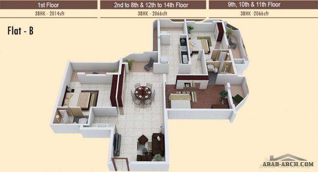 مخطط عمارة سكنية بتفاصيل الادوار + رسم ثلاثى الابعاد Shalimar Liverpool