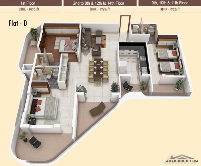 مخطط عمارة سكنية بتفاصيل الادوار + رسم ثلاثى الابعاد Shalimar Liverpool