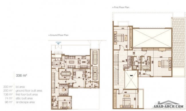 فيلا بالمخطط مساخه البناء للدور الارضى 200 m2 ground floor built area