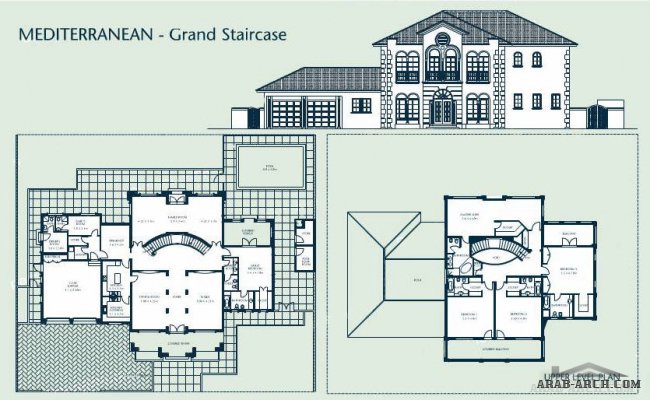 5 Bedroom Villa, Mediterranean, Grand Staircase