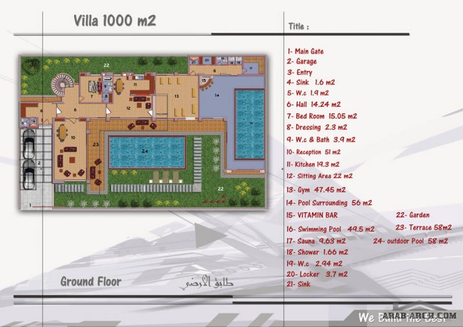 Villas Type (A) area (1000 m�) two story