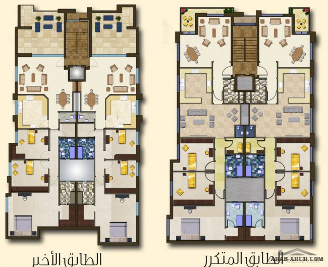 عمارة زينة 1 – عرقوب خلدا شقق نصف طابقية بمساحات 190, 195, 200, 220 م2