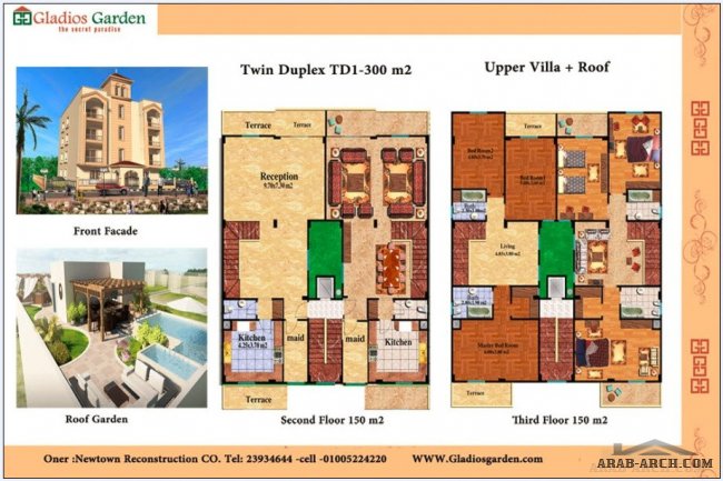 مخطط فيلا دوبلكس - توين دوبلكس منتجع جلاديوس جاردن 
