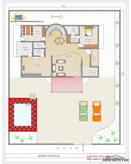 Duplex House Plan and Elevation - 4217 Sq. Ft. 