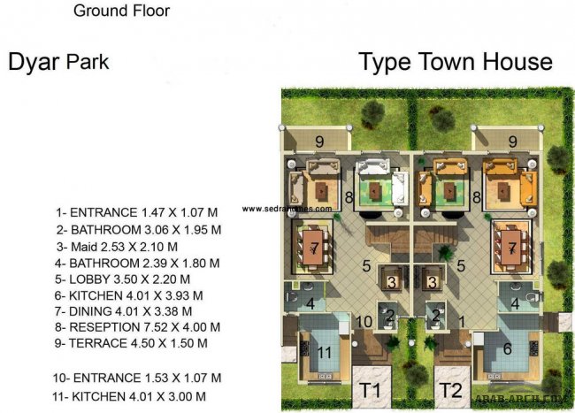 تاون هاوس فيلا + الخرائط Plot Area:221 M2 Townhouse