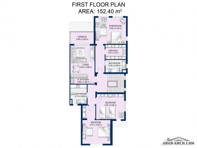 Twin villa E - مخطط الدور الارضى 145 متر مربع