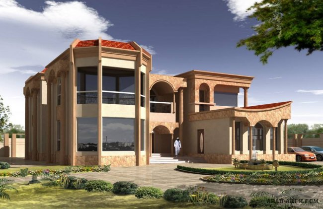 اكبر موسوعة واجهات معمارية ( 1 ) - فلل خليجى من Alrabia For Engineering Consultants & Decoration