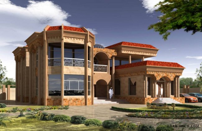 اكبر موسوعة واجهات معمارية (2) - فلل خليجى من Alrabia For Engineering Consultants & Decoration 