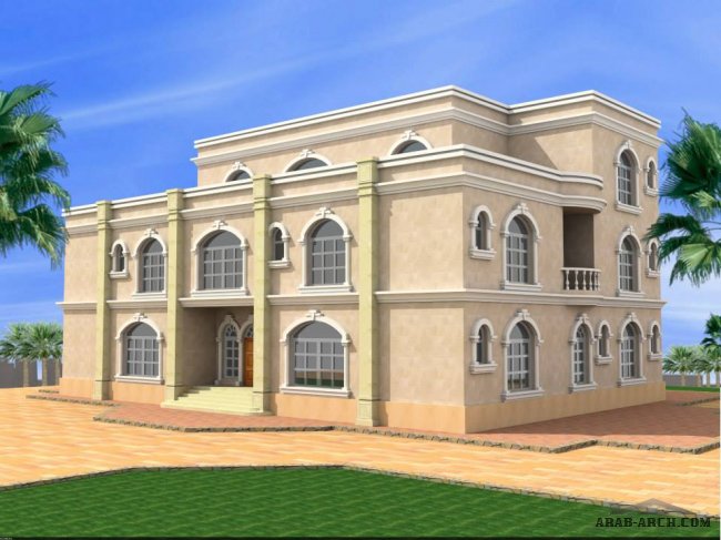 اكبر موسوعة واجهات معمارية ( 4 ) - فلل خليجى من Alrabia For Engineering Consultants & Decoration 