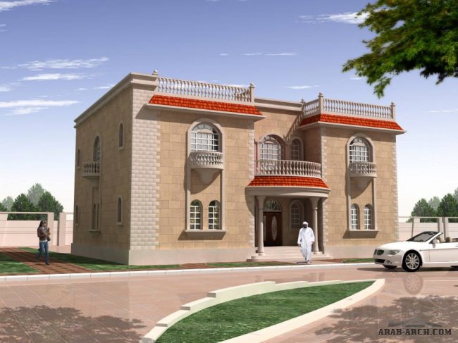 اكبر موسوعة واجهات معمارية ( 5 ) - فلل خليجى من Alrabia For Engineering Consultants & Decoration 