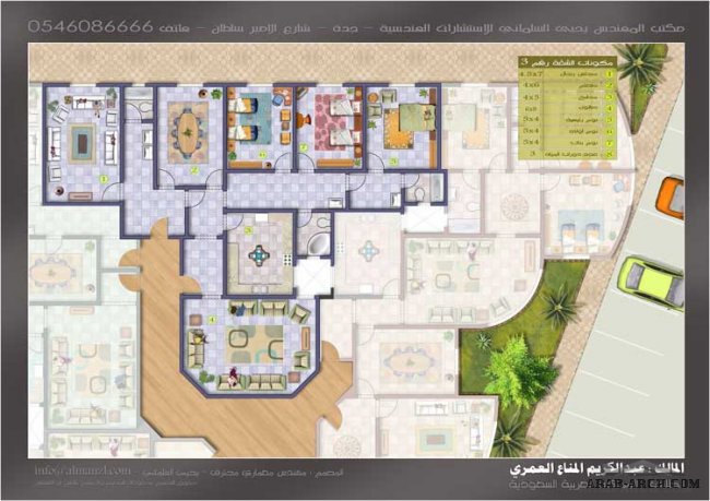 عمارة سكنية تحتوي على 4 شقق من تصميم - مهندس يحيى السلماني