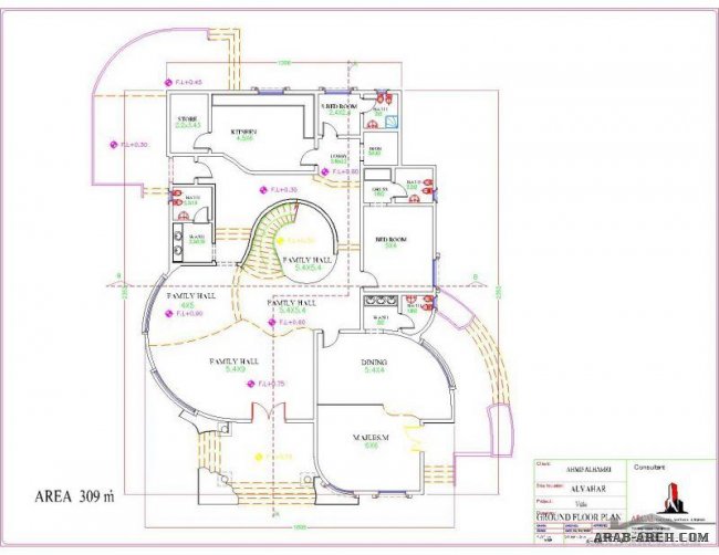 مخطط فيلا خليجى من اركال - الدور حوالى 305 متر مربع