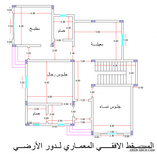 خريطة منزل من طابقين مسقوف المنزل 154 متر مريع تقريب