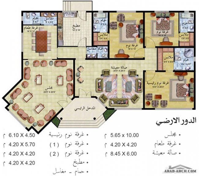 مسقط و منظور فيلا دور واحد - 305 متر مربع