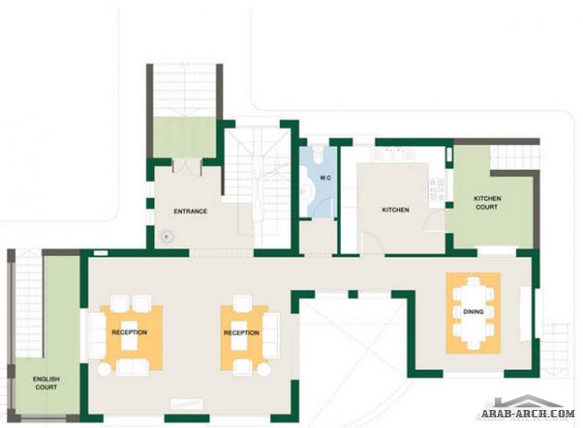 مخطط فيلا نموذج B  منتجع اورنج ليك مصر Total Area : 418 m2