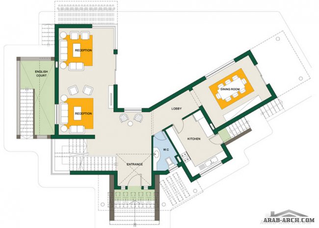 مخطط فيلا نموذج L  منتجع اورنج ليك مصر Total Area : 443 m2