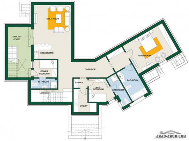 مخطط فيلا نموذج L  منتجع اورنج ليك مصر Total Area : 443 m2